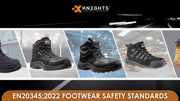 Safety boots in a line 
