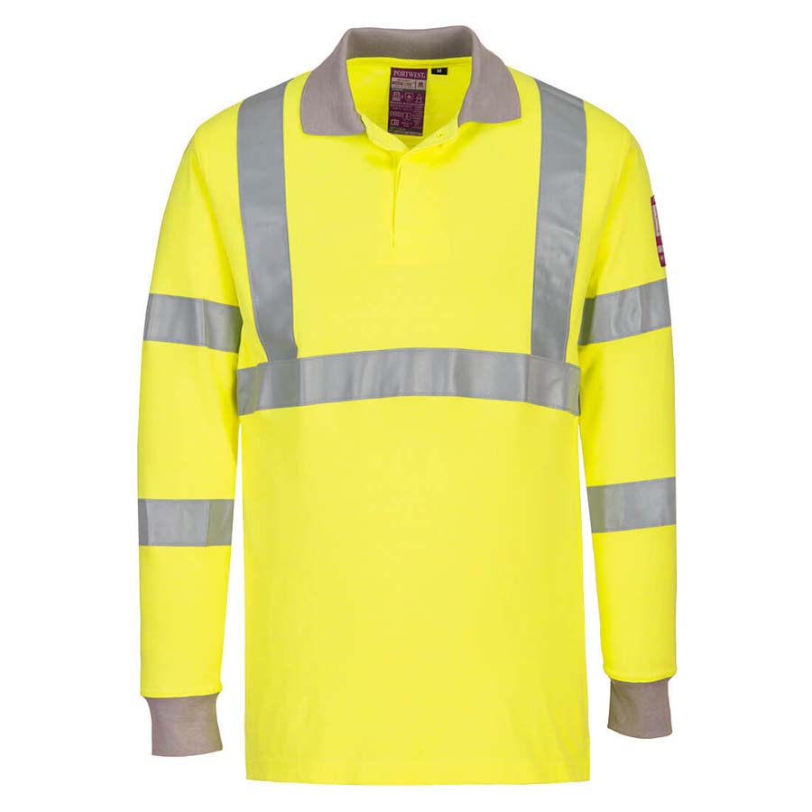 FR/AS Long Sleeve Hi-Viz Poloshirt - Knights Overall Protection