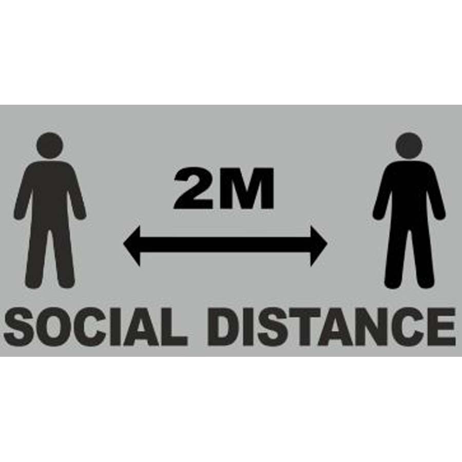 2M Social Distance Heatseal Logo Black Lettering, H108mm x W230mm