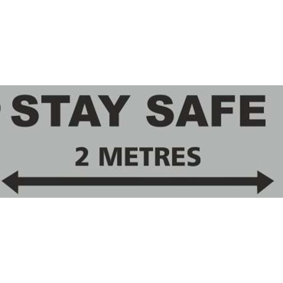 Stay Safe 2 Metres Heatseal Logo, Black Lettering, H84mm x W230mm